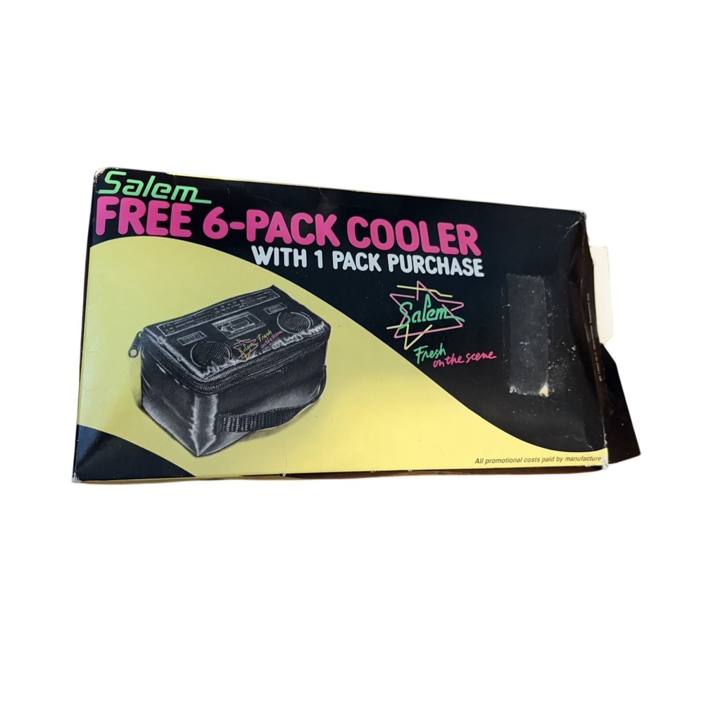 Salem Cooler Bag Boombox Graphic Black Neon 6-Pack Insulated NIB Vintage 90s